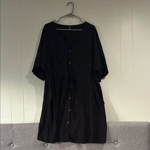 Emery Rose Black Button-Down Dress